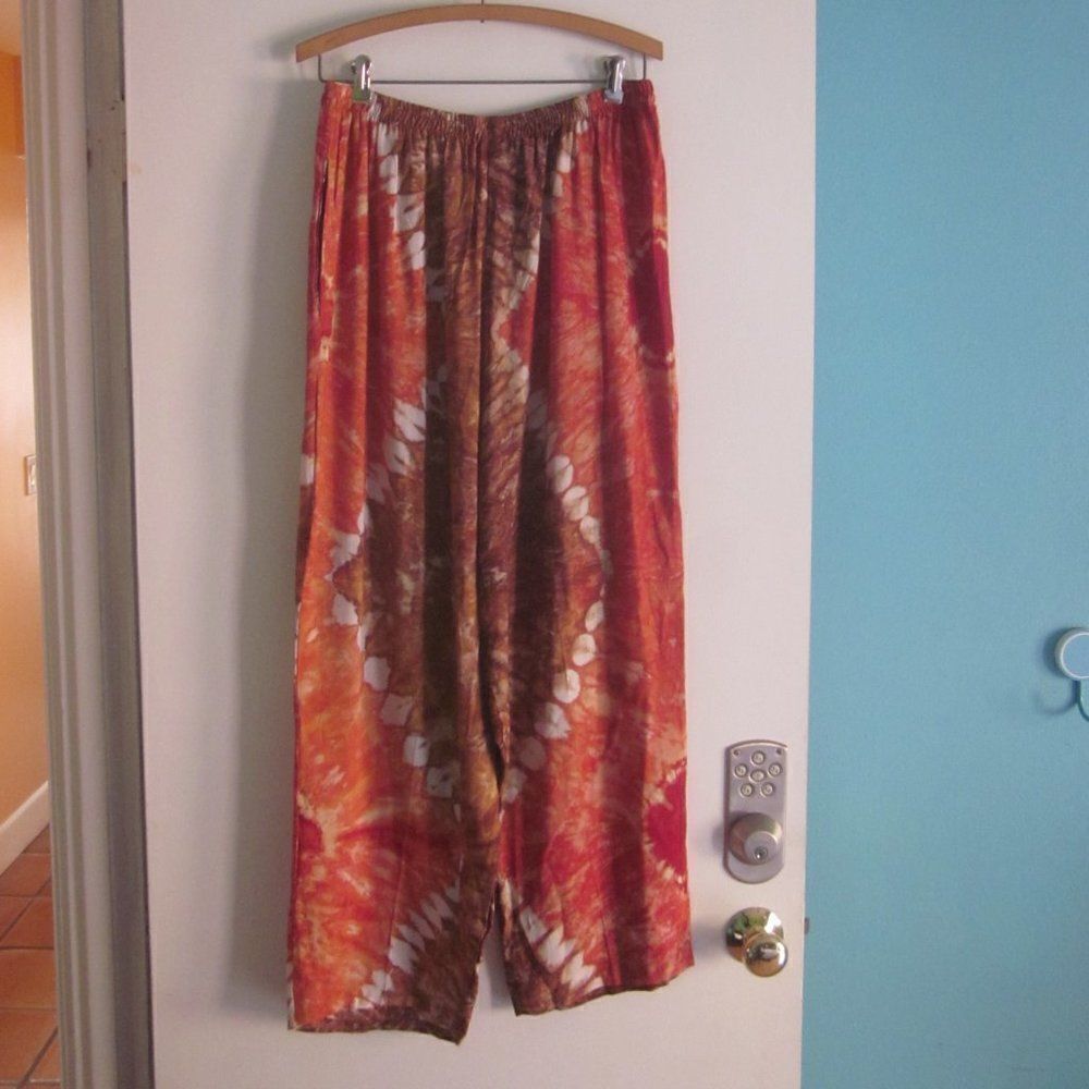 O.K. Mike Womens  One Size Pull On Elastic Waist Loungewear Resort Pants O/S